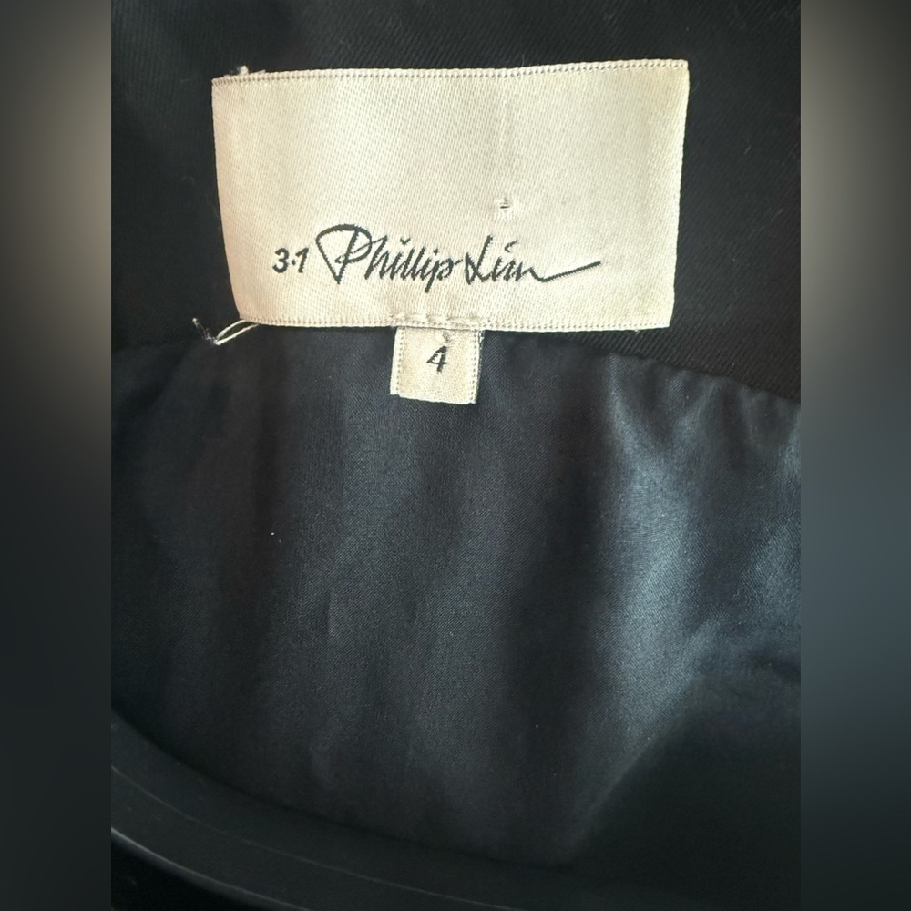3.1 Phillip Lim Jacquard A Line Dress Black White & Mint Leather Trim Size 6 - Picture 4 of 5